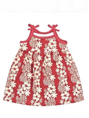 Girls Red Floral Tie-Shoulder Sundress